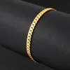 Новый 6 мм*18-21 см роскошный мужской золотой браслет, покрытый 18-каратным золотым браслетами для мужчин, женские ювелирные ювелирные изделия браслет