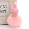 Slapende baby pop sleutelhanger pompom konijnenbont bal auto sleutelhanger sleutelhanger vrouwen houder tas hanger charme accessoire sieraden cadeau