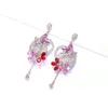 Fashion- and American manufacturers directly sell S925 silver needles, micro-set zircon plated real gold cat moon flower earrings