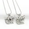 10st Cute Cat Pearl Cage Rostfritt stålton diffusor Lockets Hänge för aromaterapi Parfym Essential Oljehalsband