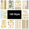 120 Stijl Sun Moon Star Tijdelijke Tattoo Dames Party Body Arm Art Fake Flash Tatoos Goud Metallic Tattoo Stickers Girl Armband Pols