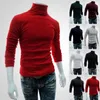 LONGBIDA Hommes Solide Chandail Mince À Manches Longues Col Roulé Chandails Automne Hiver Pulls De Base Tricots pour Hommes