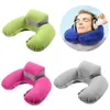 Inflável U-Shape Neck Pillow Air almofada macia Descanso para Cabeça Compact vôo plano de Viagem 4 cores AAA198