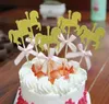 Cartoon Horse Cupcake Topper With Bow Tie Glitter Gold Carousel Wedding Birthday Party Cake Decoration DIY Handmade Cake Decor