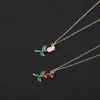 10 PCS Émail Coloré Fruit Pomme Collier Dessin Animé Animal Volant Ballon avec Coeurs Collier Rouge Couleur Cerise Chaîne Colliers pour Femmes