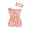 Newborn Lace rucher Romper Детские Летние Боксеры Комбинезон Обрабатывает Одиночныйдар 2 Шт. Девушки Конфеты Цвета Боди Классные Дышащие жопы Детская Одежда ZYQ332