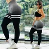 Women Plaid Striped Sport Leggings Yoga Pants Push Up Tights Gym Exercise Leggings High Waist Fitness Running Athletic Trousers