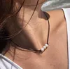 Collana di perle Gioielli fatti a mano in pelle Corda Collana con ciondolo di perle Collana di perle d'acqua dolce naturale imitazione GB1224