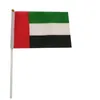 Le drapeau des Émirats arabes unis 21X14 cm Polyester agitant des drapeaux bannière de pays des Émirats arabes unis avec des mâts en plastique