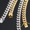 12mm 18/20/22/24inch Gold Plated Full CZ Cuban Chains Necklace CZ Prong Setting Link Chain Necklace for Men Hip Hop Jewelry