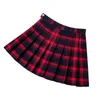 Skirts Women Skirt Sexy Mini Short Summer High Waist Female Pleated Harajuku Zipper Ladies Girls Red Plaid301E