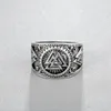 Yeni Valknut Signet Ring Scandinavn Odin Sembol Norse Viking Takı Erkekler Erkek Gümüş Kaplama Biker Moda