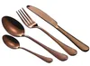 4 stks / set 8 kleuren roestvrijstalen mes en vork bestek goud / zwart / mix kleuren / blauw / verzilverd servies mes vork lepel kit A-828
