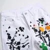 Homens impresso calças brancas designer graffito splash tinta tinta cor rua moda legal calça de algodão legal para homens