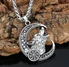 Wolf Amulet Moon Star Wicca Witchcraft Pagan Jewelry Slavic Kolovrat hanger ketting Talisman229q