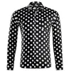 ファッションポルカドットシャツの男性スリムフィット長スリーブメンズドレスシャツ100％コットンカジュアルボタンダウンシャツ男性化学XXL GD37274D