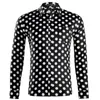 Fashion Polka Dot Shirt Men Slim Fit Long Sleeve Mens Dress Shirts 100% Cotton Casual Button Down Shirt Male Chemise XXL GD372545