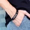 Mens Black Charm Leather Braided Bracelets Clasp Fashion Music Note Design Hip Hop Jewelry Punk Men Handmade Bracelet For Gift286G
