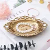 [DDisplay]Retro Style Golden Jewelry Plate Vintage Bracelet Organizer Tray Classical Style Necklace Storage Glamour Earrings Display Holder