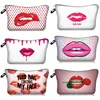 Mujeres Labios Impresión 3D Bolsa de cosméticos Moda Viaje Maquillaje Bolso Organizador Maquillaje Estuche Bolsa de almacenamiento Artículos de tocador Kit de belleza Caja Bolsa de lavado RRA3396