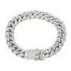 12mm hommes Miami cubain lien chaînes or argent diamant glacé Hip Hop CZ Bracelet hommes simulé Bling strass Bracelets