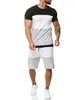 New Summer Men's Print Tracksuit Casual Short Cotton Sports Suit T-shirt+shorts 2 Piece Sets Brand Sportswear Slim Outfits