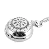 Moda argento fiore design tasca orologio da donna quarzo analogico orologi collana catena mini formato cassa orologio reloj de bolsillo