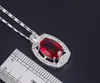 Four Jewelry Fourpiece Fashion Set em Sterling Silver Brinding Colar Bracelet Oval Rose Red2503663