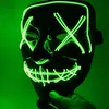 Halloween LED Light Up Party Maski Purge Rok wyborczy Wielki Funny Maska Festiwal Cosplay Costume Dostawy Glow W Dark