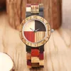 Orologi in legno naturale di lusso fatti a mano Display analogico da donna orologio da polso di bambù classico orologi in legno multicolore 249v