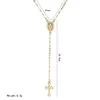 New Cross Rosary Necklace For Women Virgin Mary Virgin Religious Jesus Crucifix Pendant Gold Rose Gold chains Jewelry