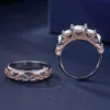 Anello teschio gotico stile cavo dito tondo argento colore oro rosa cristallo CZ doppio per anelli regalo gioielli moda donna
