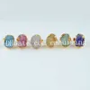 10pcs 염색 색상 거친 석영 Druzy Geode Rings 가변 크기 작은 불규칙한 Drusy Stone 전기 도금 된 Gold Color Statement Ring