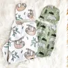 Newborn Baby Swaddle Wrap Sleeping Bags Hats 2pcs Set INS Cartoon Animal Print Swaddle Blanket Sleeping Swaddles Cap Cotton Wrap B5993223