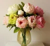 牡丹ブーケ人工牡丹の花の偽の葉の家と結婚式のパーティーの装飾7牡丹の花の頭9色を選択