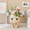Creative Ceramic Vase Man Face Cute Man Portrait Tablenaop Flower Vase Beige Figure Planter Sculpture Kids Gift6038991