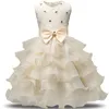 Klänningar Flower Girl Dress Princess Christmas Lace Kids Doping Events Party Wear Dresses For Girls Barn Baby Red Clothes Y19061701