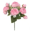 Wholesale artificial flower silk plastic roses bouquet with favourable price 9 flower heads rose silk flower