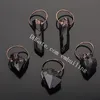 10PCS 자연 자유형 거친 검은 Druzy 에너지 석 영 포인트 펜 던 트 구리 Electroformed 원시 Blac 크리스탈 펜 던 트 고딕 쥬얼리 만들기위한