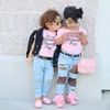 2018 nieuwe kinderen baby meisjes coton t-shirt tops + mesh jeans broek 2 stks outfits set kleding heet