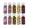 20 Style Print Marble Color Neoprene Chapstick Holder Handy Lip Balm Keychains Neoprene Lipstick Holder Keychain Pouch