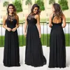 2020 Seksi Uzun Siyah Nedime Elbiseler Şifon Halter Boyun Ucuz Dantel Country Nedime Elbise Düğün Törenlerinde Ücretsiz Kargo