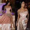 Split Mermaid Sexy Evening Dresses Off the Shoulder Long Sleeve Beading Lace Appliqued Formal Party Gowns Special Ocn Prom Dress