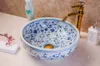 Fregadero de cerámica pintado a mano azul y blanco de cerámica de Jingdezhen Art chino