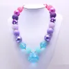 Purple+Blue Color Kid Chunky Necklace&Bracelet Set Fashion DIY Children Girl Toddler Bubblegum Chunky Bead Necklace Jewelry Set