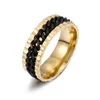 Rostfritt stål snurrkedja ring lycklig rotera band ringar bröllop män kvinnor mode smycken vilja och sandig