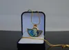 Sea blue heart series collares de esmalte chapado en oro de 18 quilates para mujer collar colgante de ventilador collar de mujer colar joyería de diseño