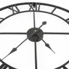 40 / 47cmノルディックメタルローマ数字壁時計レトロアイアンラウンドフェイスブラックゴールド大屋外ガーデン時計ホームデコレーションT200601