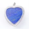 WOJIAER Love Heart Gem Stone Necklaces Pendant Natural Lapis Lazuli Stone Charms Bohemian Style Women Jewellery N3179