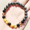 MG0406 Pulsera de ojo de tigre dorado de 8 mm para hombre Pulsera de energía de ónix negro natural Pulsera de hematita de cuarzo ahumado El mejor regalo para él